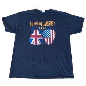 Def Leopard Journey 2018 Tour Concert T-Shirt Double Sided Merch 2XL Tour Dates